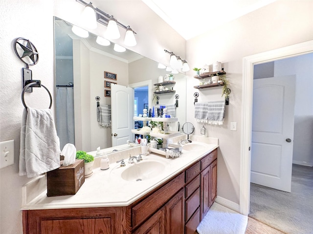599 N Weldon, Frankston, TX 75763 - bathroom featuring double vanity and baseboards