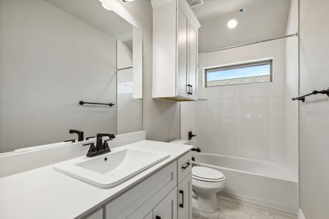 1105 Alaska, Forney, TX 75126 - bathroom with vanity, toilet, and washtub / shower combination