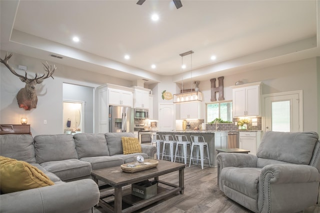 17294 Hidden Valley Ln, Flint, TX 75762 - living area featuring recessed lighting, wood finished floors, and ceiling fan