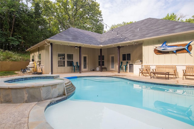 17294 Hidden Valley Ln, Flint, TX 75762 - view of swimming pool with a patio, a pool with connected hot tub, and a ceiling fan