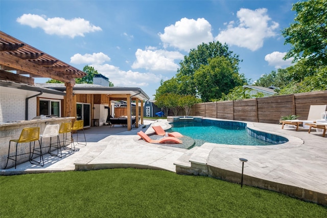 3385 Northaven Rd, Dallas, TX 75229 - view of pool with a pool with connected hot tub, a pergola, and a patio