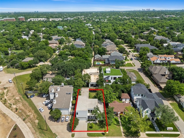 3941 Adrian Dr, Dallas, TX 75209 - aerial perspective of suburban area with property parcel outlined