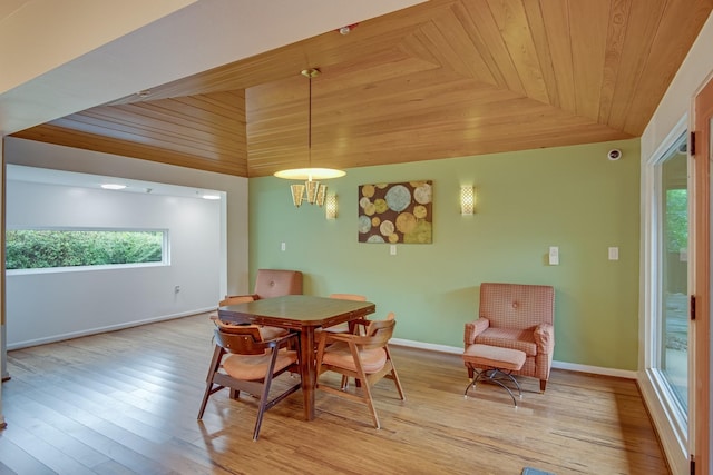 921 NW 9th St, Grand Prairie, TX 75050 - dining room with wooden ceiling, lofted ceiling, light wood-style floors, and baseboards