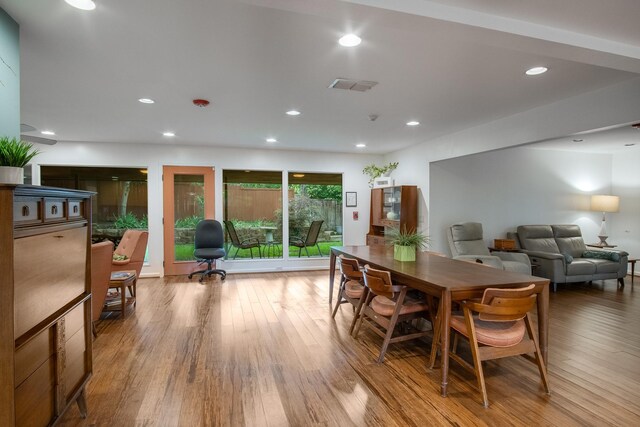921 NW 9th St, Grand Prairie, TX 75050 - dining space with wood finished floors and recessed lighting