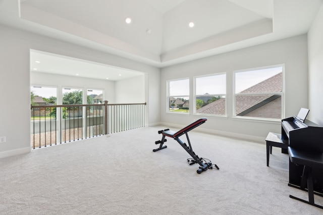 2560 Liverpool Ln, Carrollton, TX 75010 - exercise area with carpet flooring, recessed lighting, and baseboards