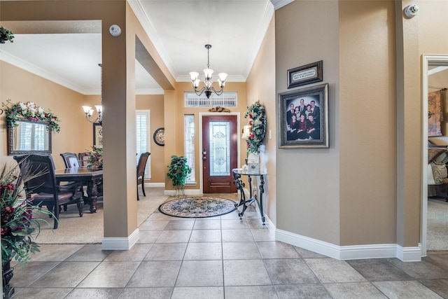 2345 Falls View Dr, Rockwall, TX 75087 - entryway featuring a chandelier, ornamental molding, and baseboards