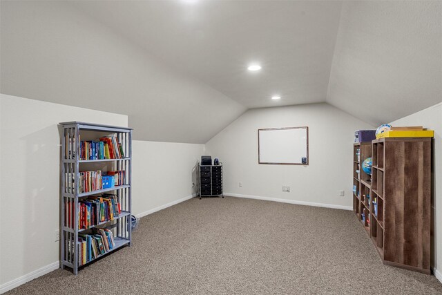 824 Lakeland Park Cir, Mart, TX 76664 - bonus room featuring carpet floors, lofted ceiling, and recessed lighting