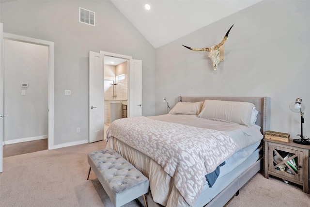 3580 Spruce Hills St, Frisco, TX 75033 - bedroom featuring carpet flooring, high vaulted ceiling, baseboards, and recessed lighting