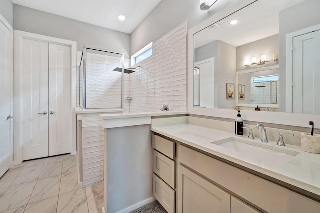 3580 Spruce Hills St, Frisco, TX 75033 - bathroom featuring vanity and marble look tile flooring