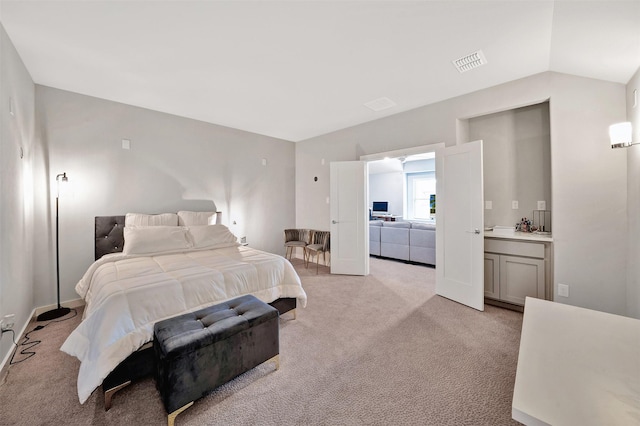 3580 Spruce Hills St, Frisco, TX 75033 - bedroom with light colored carpet, vaulted ceiling, and baseboards