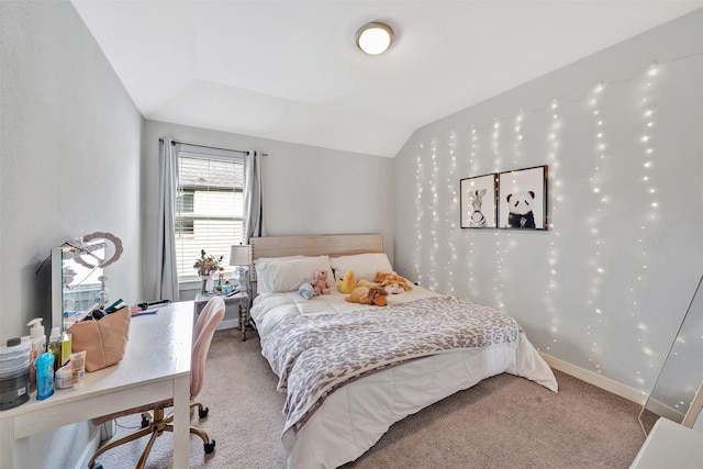 3580 Spruce Hills St, Frisco, TX 75033 - carpeted bedroom featuring lofted ceiling, a desk, and baseboards