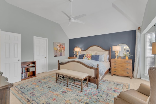 3712 Stockport Dr, Plano, TX 75025 - bedroom with carpet floors, a ceiling fan, baseboards, and high vaulted ceiling