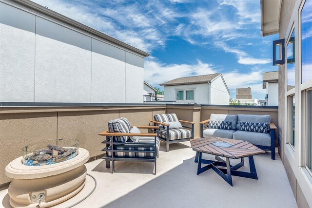 731 Spanish Oaks Pl, Dallas, TX 75204 - view of patio with an outdoor living space and a balcony