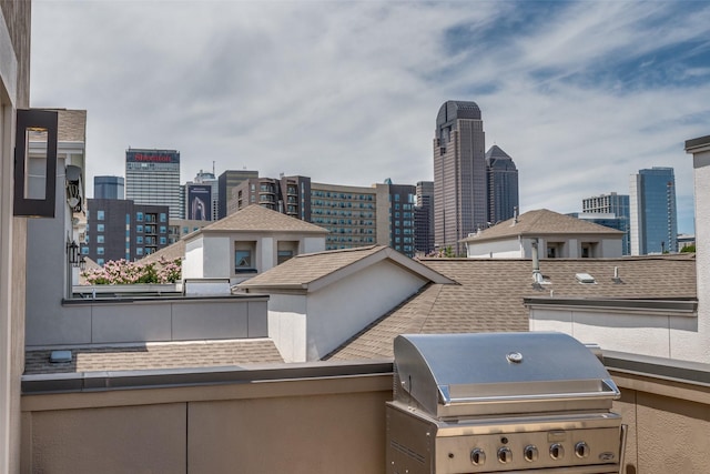 731 Spanish Oaks Pl, Dallas, TX 75204 - view of patio / terrace with grilling area and a skyline view