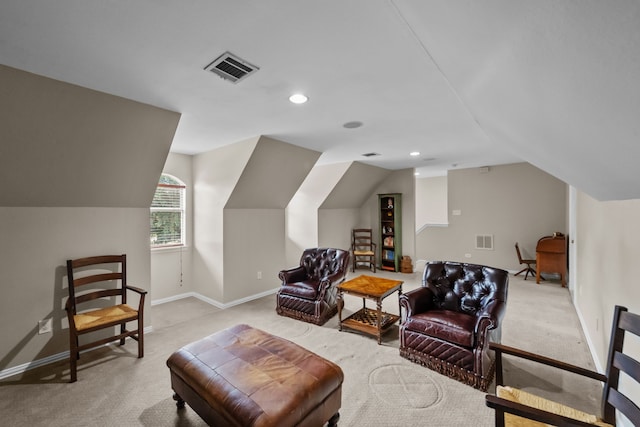 704 Longford Dr, Southlake, TX 76092 - living area featuring vaulted ceiling, light carpet, baseboards, and recessed lighting