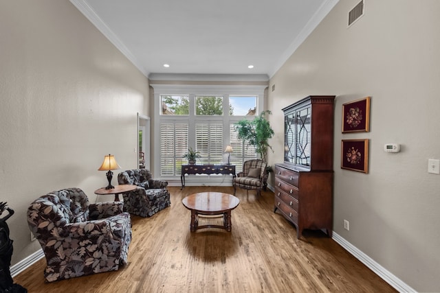 704 Longford Dr, Southlake, TX 76092 - living area with ornamental molding, wood finished floors, and baseboards