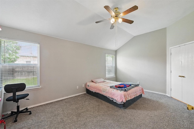 10700 Irish Glen Trl, Haslet, TX 76052 - bedroom with multiple windows, lofted ceiling, carpet flooring, and baseboards