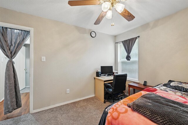 10700 Irish Glen Trl, Haslet, TX 76052 - bedroom featuring an office area, carpet flooring, baseboards, and ceiling fan