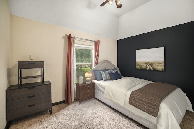5716 Wall Ave, Haltom City, TX 76117 - bedroom with light carpet, ceiling fan, and lofted ceiling