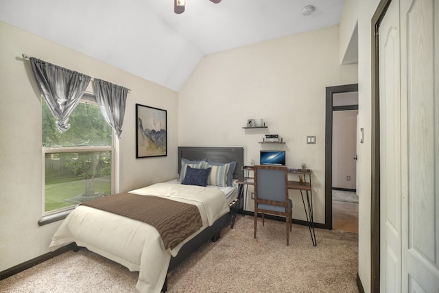 5716 Wall Ave, Haltom City, TX 76117 - bedroom with carpet flooring, lofted ceiling, and baseboards