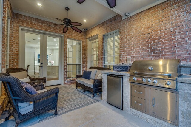 5932 Royal Palm Dr, Plano, TX 75093 - view of patio / terrace with ceiling fan and french doors