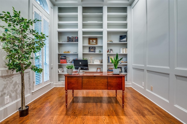 5932 Royal Palm Dr, Plano, TX 75093 - home office featuring dark wood-style flooring and built in features