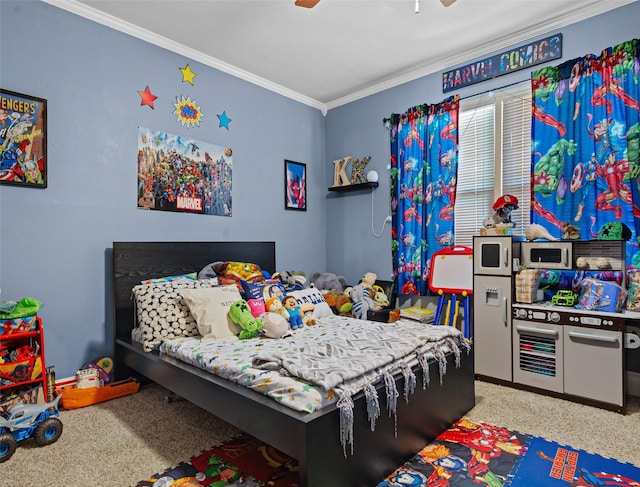 3614 Birdwell Dr, Tyler, TX 75701 - carpeted bedroom with crown molding and a ceiling fan