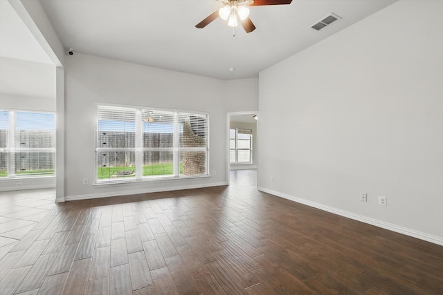 237 Cedar Crest Dr, Justin, TX 76247 - unfurnished living room with a ceiling fan, wood finished floors, plenty of natural light, and baseboards
