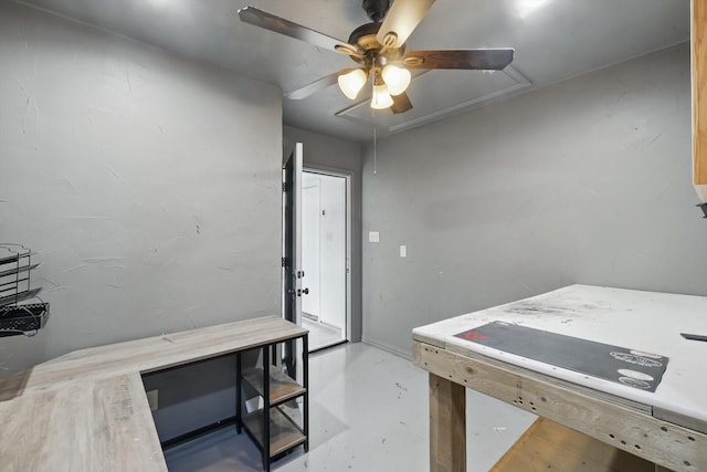 237 Cedar Crest Dr, Justin, TX 76247 - misc room featuring attic access, a ceiling fan, and concrete floors