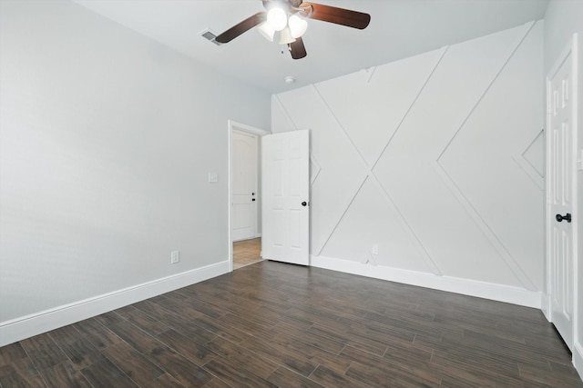 237 Cedar Crest Dr, Justin, TX 76247 - empty room featuring ceiling fan, dark wood-style flooring, and baseboards