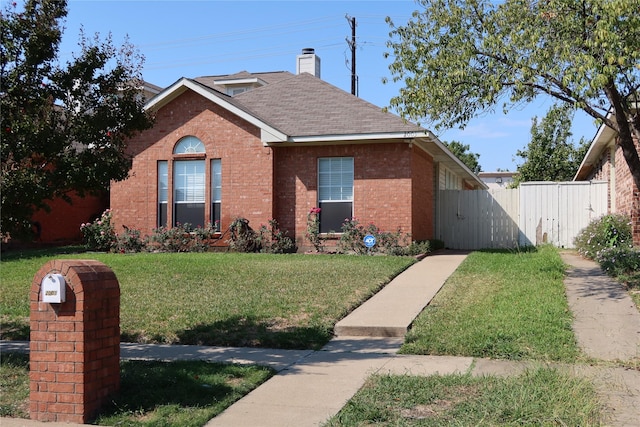 2003 Hearthside Ln, Garland, TX 75044 - ranch-style house featuring brick siding, a chimney, and a shingled roof