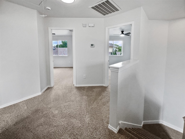 3032 Thicket Bend Ct, Fort Worth, TX 76244 - hall with carpet, an upstairs landing, attic access, and healthy amount of natural light