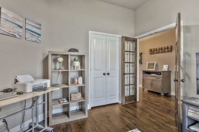 183 Melbourne Dr, Willow Park, TX 76087 - office space with dark wood-type flooring, french doors, and baseboards