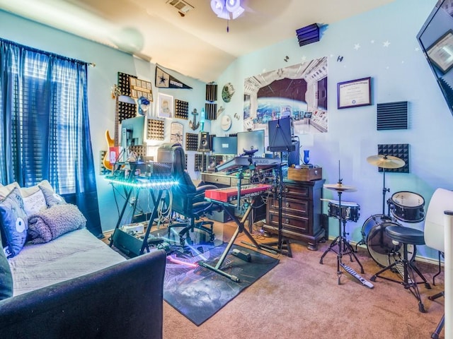 2852 Ector Dr, Grand Prairie, TX 75052 - home office featuring carpet and vaulted ceiling