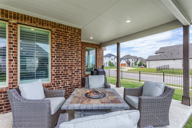 2536 Governors Blvd, Heath, TX 75126 - view of patio / terrace with a residential view, an outdoor fire pit, and a water view
