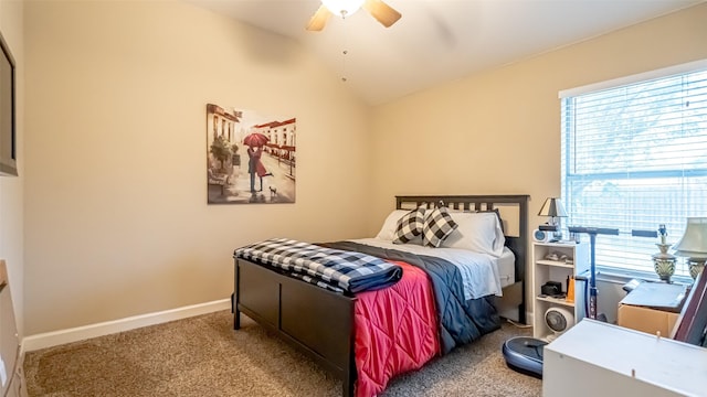 1228 Meadow Gln, Crowley, TX 76036 - bedroom featuring carpet flooring, vaulted ceiling, and ceiling fan
