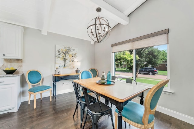 746 Greenhaven Dr, Richardson, TX 75080 - dining room with baseboards, a chandelier, and dark wood finished floors
