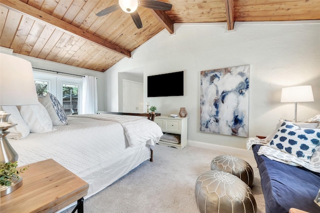 746 Greenhaven Dr, Richardson, TX 75080 - carpeted bedroom featuring wood ceiling, baseboards, and a ceiling fan
