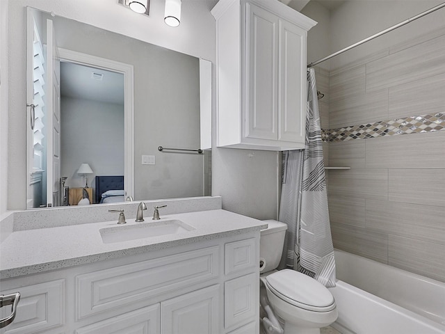 2815 Spring Creek Trl, Celina, TX 75078 - ensuite bathroom featuring toilet, vanity, and shower / bath combination with curtain