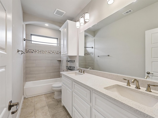 2815 Spring Creek Trl, Celina, TX 75078 - bathroom with toilet, double vanity, washtub / shower combination, and tile patterned floors