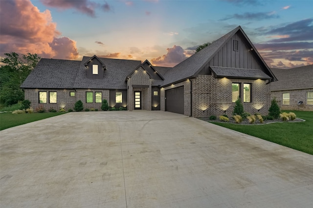 58 Lone Oak Blvd, Pottsboro, TX 75076 - modern farmhouse featuring board and batten siding, brick siding, driveway, and a front yard