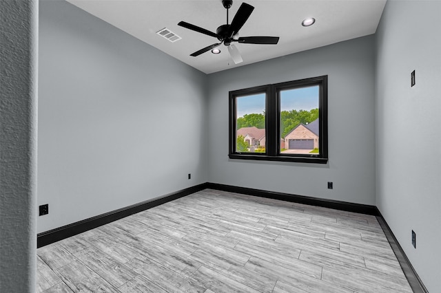 58 Lone Oak Blvd, Pottsboro, TX 75076 - spare room featuring a ceiling fan, recessed lighting, baseboards, and light wood-style floors