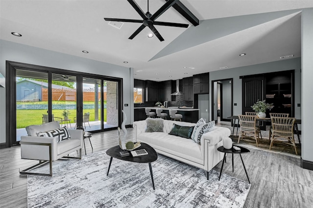 58 Lone Oak Blvd, Pottsboro, TX 75076 - living area featuring ceiling fan, light wood-style flooring, and recessed lighting