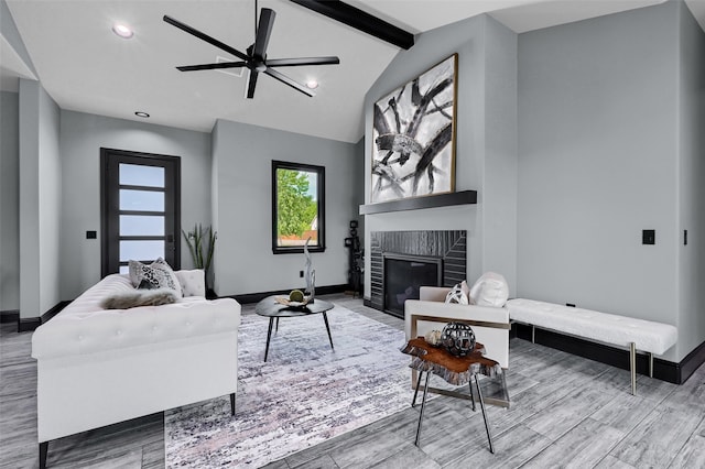 58 Lone Oak Blvd, Pottsboro, TX 75076 - living room with wood finished floors, a fireplace, baseboards, and recessed lighting