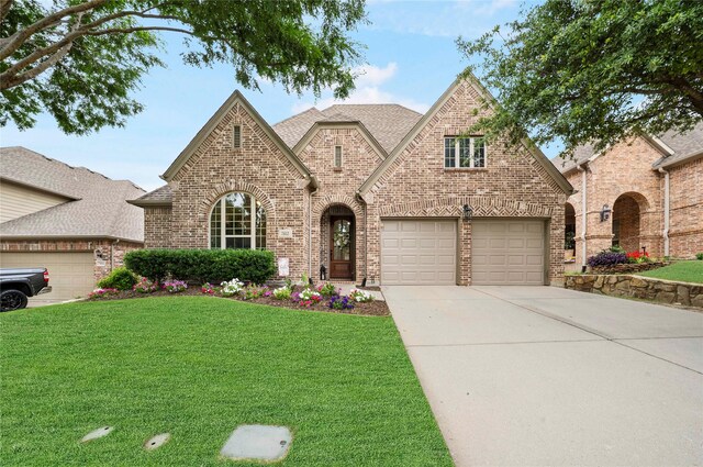 7812 Rockledge Dr, Mckinney, TX 75071 - view of front of house featuring brick siding, a front lawn, driveway, and roof with shingles