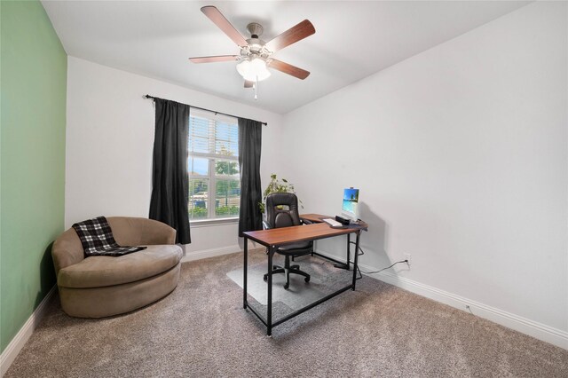 7524 Wispy Willow Ln, Little Elm, TX 76227 - office area featuring carpet, baseboards, and ceiling fan