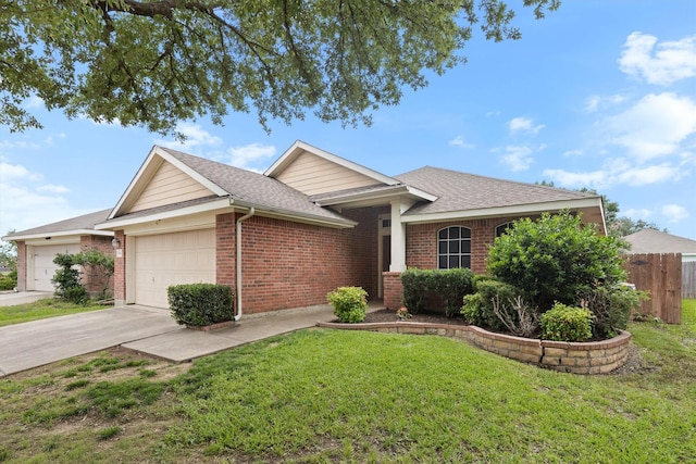 1042 Grimes Dr, Forney, TX 75126 - single story home with an attached garage, brick siding, driveway, and roof with shingles