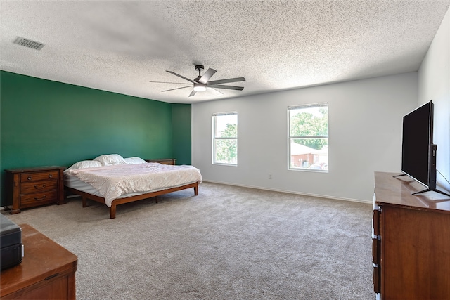 2036 Shawnee Trl, Fort Worth, TX 76247 - carpeted bedroom featuring a textured ceiling, a ceiling fan, and baseboards