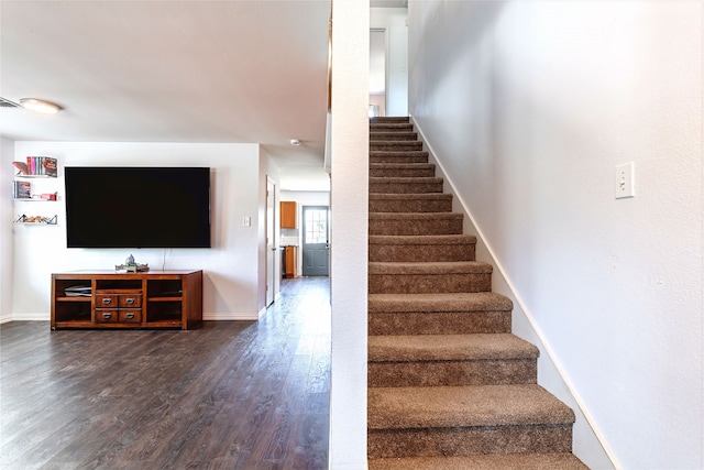 2036 Shawnee Trl, Fort Worth, TX 76247 - staircase with wood finished floors and baseboards