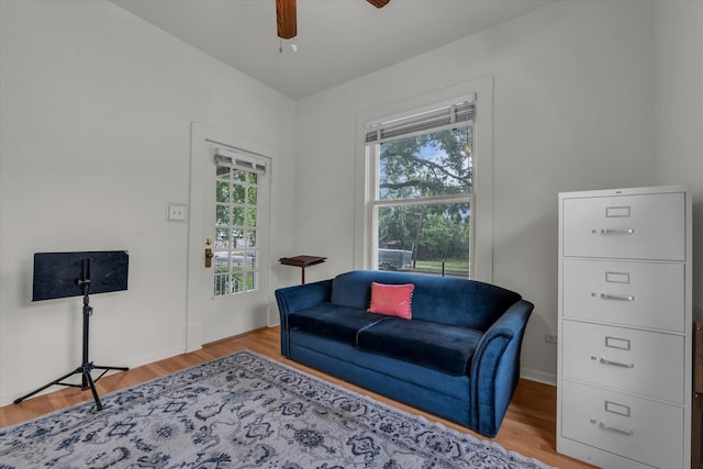 1710 Mckenzie Ave, Waco, TX 76708 - living area featuring light wood-style flooring, ceiling fan, and baseboards